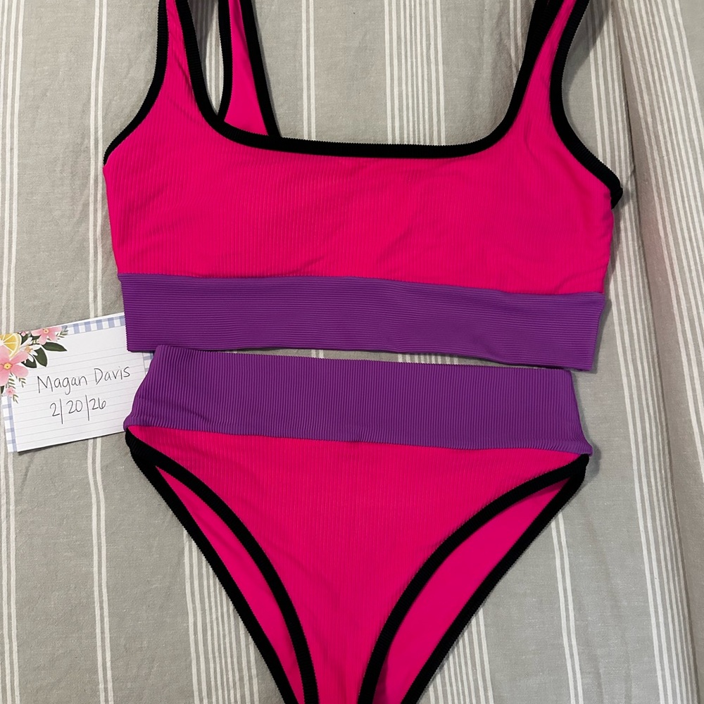 LainSnow Pink and Purple Bikini Set